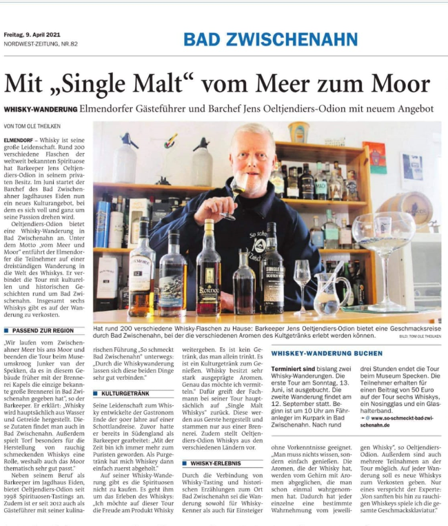 Bericht Whisky Wanderung NWZ 2021